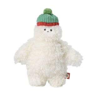 Fluffy White Plush Toy with Green and Red Hat